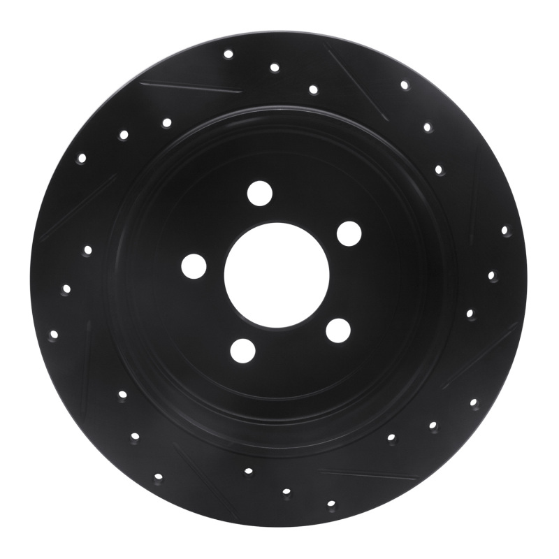 Dodge Nitro Brake Rotor (1) - Rear Left - R1 Concepts - Drilled & Slotted - Black - `07-`12